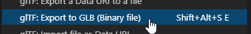 screenshot of Export to GLB